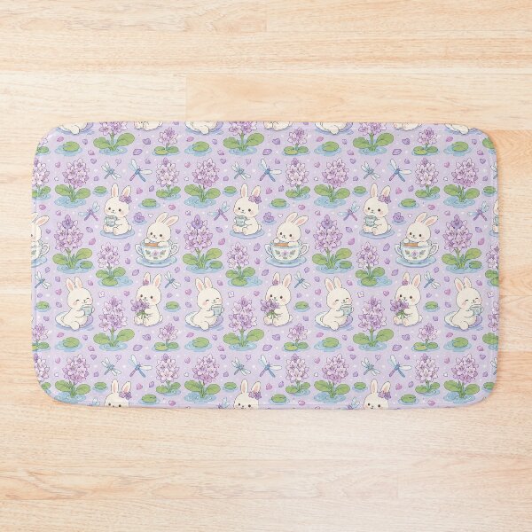 Item preview, Bunny Water Hyacinth Tea Garden Kawaii Floral Pattern designed and sold by Soft Berry Studio.