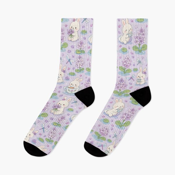 Item preview, Bunny Water Hyacinth Tea Garden Kawaii Floral Pattern designed and sold by Soft Berry Studio.
