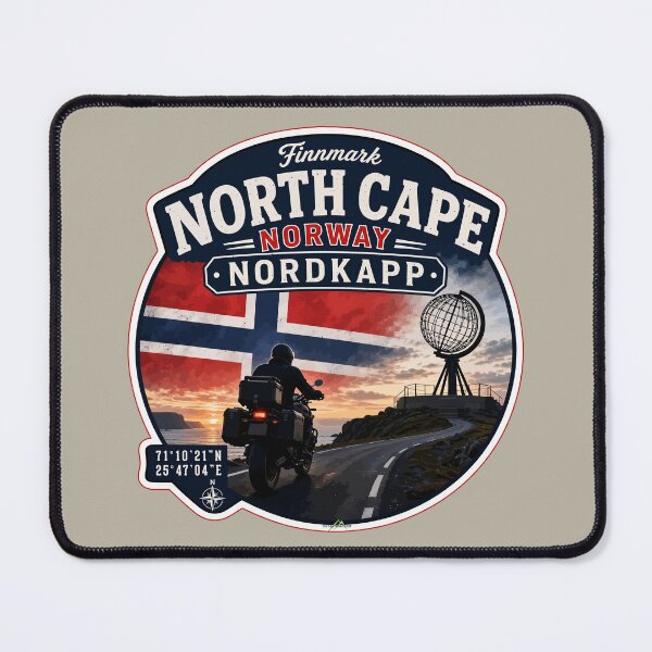 Item preview, Nordkapp North Cape Norway Motorcycle Sticker TShirt 11 designed and sold by OuterShellUK.