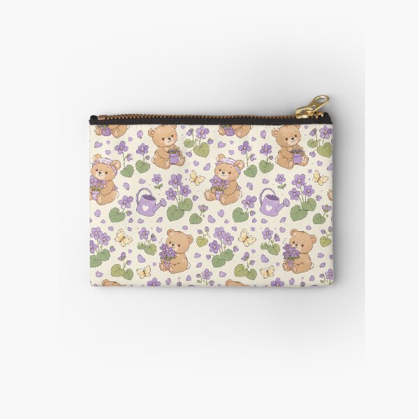 Item preview, Teddy Bear Violet Garden Kawaii Floral Pattern designed and sold by Soft Berry Studio.