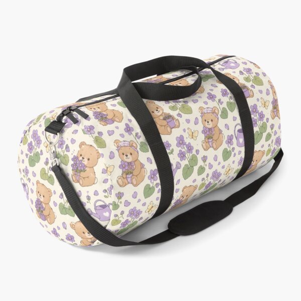 Item preview, Teddy Bear Violet Garden Kawaii Floral Pattern designed and sold by Soft Berry Studio.