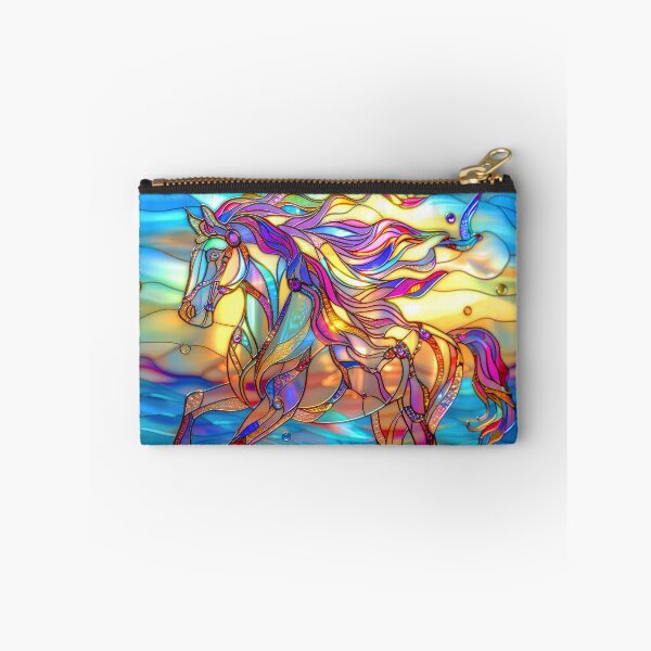 Item preview, Horse Ocean Sunset Art – Galloping Horse Stained Glass Coastal Artwork designed and sold by MargaretWiktor.