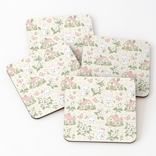 Item preview, Bunny Jasmine Cottage Kawaii Floral Pattern designed and sold by Soft Berry Studio.