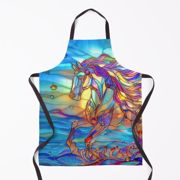 Item preview, Horse Ocean Sunset Art – Galloping Horse Stained Glass Coastal Artwork designed and sold by MargaretWiktor.