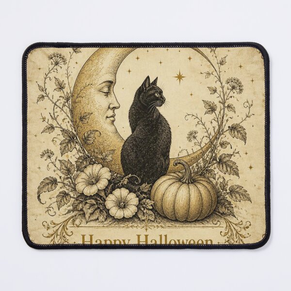 Item preview, Ivory Vintage Halloween Moon Cat Design designed and sold by SunnyDesign82.