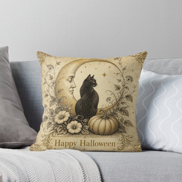 Item preview, Ivory Vintage Halloween Moon Cat Design designed and sold by SunnyDesign82.