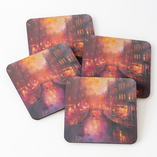 Item preview, Historic European Canal City at Twilight designed and sold by AniDragonfly.