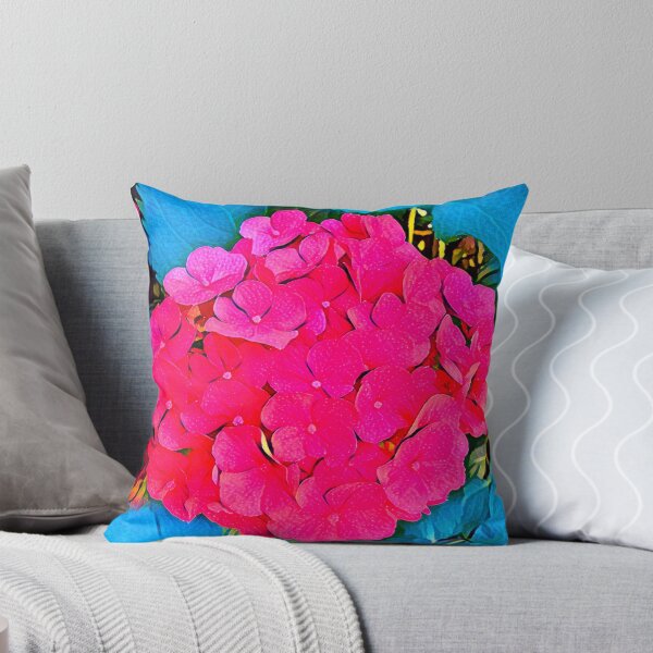 Item preview, Moody Electric Pink Hydrangea Flower Painting Impressionist Art designed and sold by BalkanBloom.