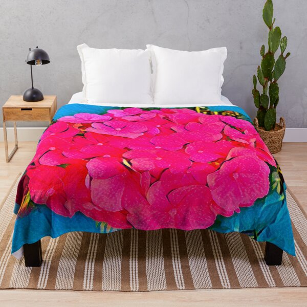 Item preview, Moody Electric Pink Hydrangea Flower Painting Impressionist Art designed and sold by BalkanBloom.