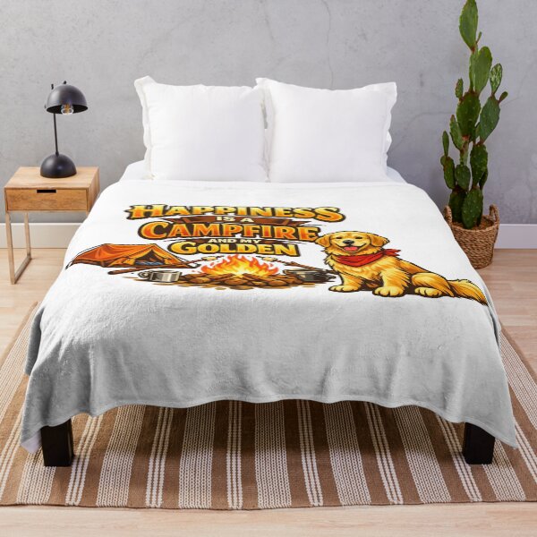 Item preview, Happiness Is a Campfire and My Golden – Camping Golden Retriever Design, Outdoor Dog Lover Shirt designed and sold by Sahil Randhawa.