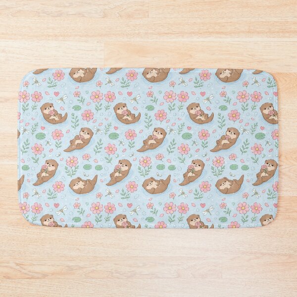 Item preview, Otter Cosmos River Kawaii Floral Pattern designed and sold by Soft Berry Studio.