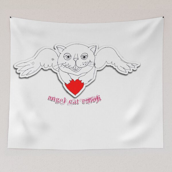 Item preview, Emoji Loving Angel Cat (Ink drawing by ACCI) designed and sold by VanyssaGraphics.