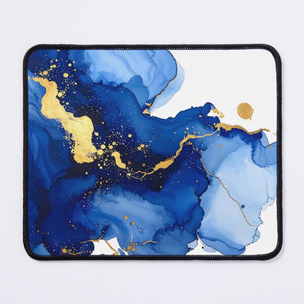 Item preview, Royal Blue and Gold Alcohol Ink Abstract designed and sold by BetweenForms.