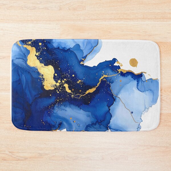Item preview, Royal Blue and Gold Alcohol Ink Abstract designed and sold by BetweenForms.