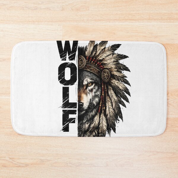 Item preview, Wolf Warrior Feather Headdress | Vintage Tribal Wolf T-Shirt Design PNG designed and sold by SupernovaNote.