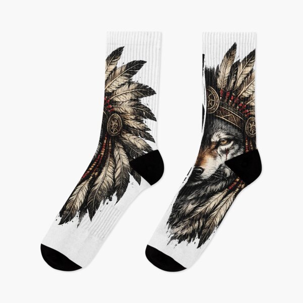 Item preview, Wolf Warrior Feather Headdress | Vintage Tribal Wolf T-Shirt Design PNG designed and sold by SupernovaNote.