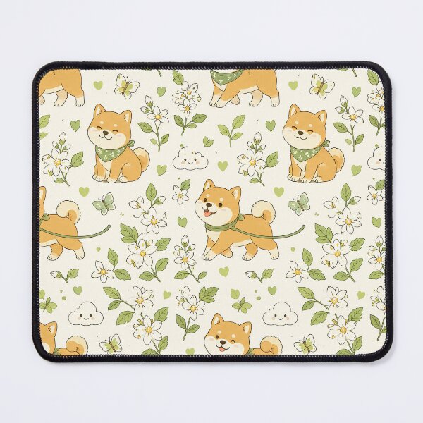 Item preview, Shiba Inu Jasmine Walk Kawaii Floral Pattern designed and sold by Soft Berry Studio.