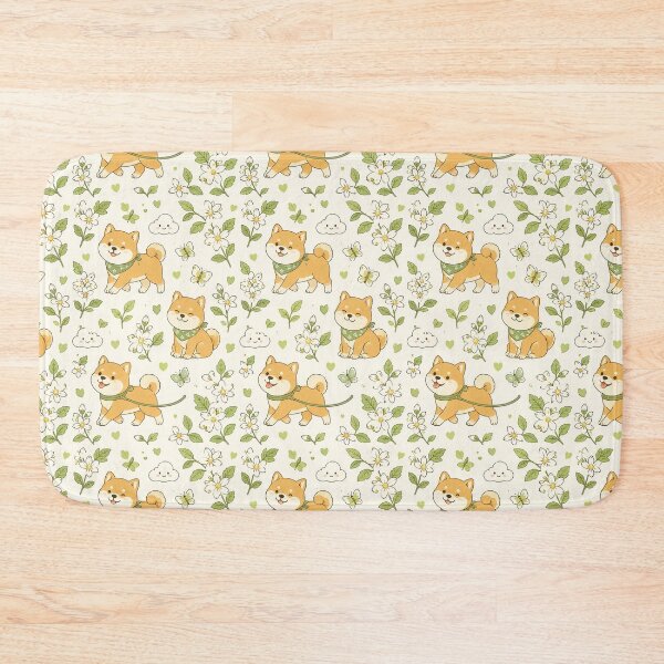Item preview, Shiba Inu Jasmine Walk Kawaii Floral Pattern designed and sold by Soft Berry Studio.