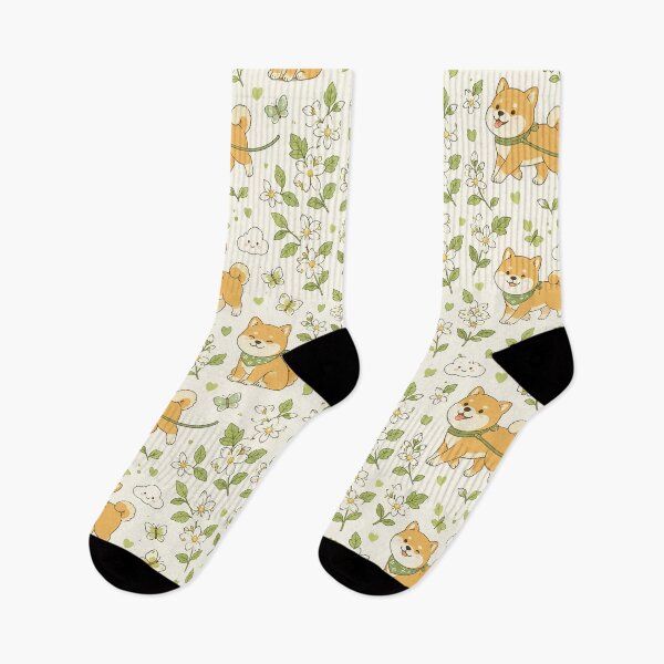 Item preview, Shiba Inu Jasmine Walk Kawaii Floral Pattern designed and sold by Soft Berry Studio.