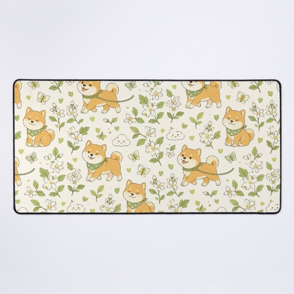 Item preview, Shiba Inu Jasmine Walk Kawaii Floral Pattern designed and sold by Soft Berry Studio.