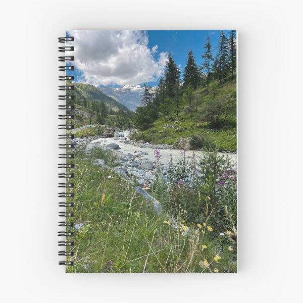 Item preview, Alpine Mountain Landscape with Stream, Wildflowers, and Snowy Peaks designed and sold by giulyz.