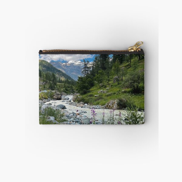 Item preview, Alpine Mountain Landscape with Stream, Wildflowers, and Snowy Peaks designed and sold by giulyz.