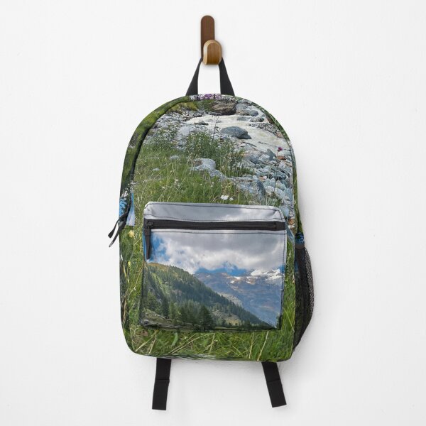 Item preview, Paisaje alpino con arroyo, flores silvestres y picos nevados. designed and sold by giulyz.