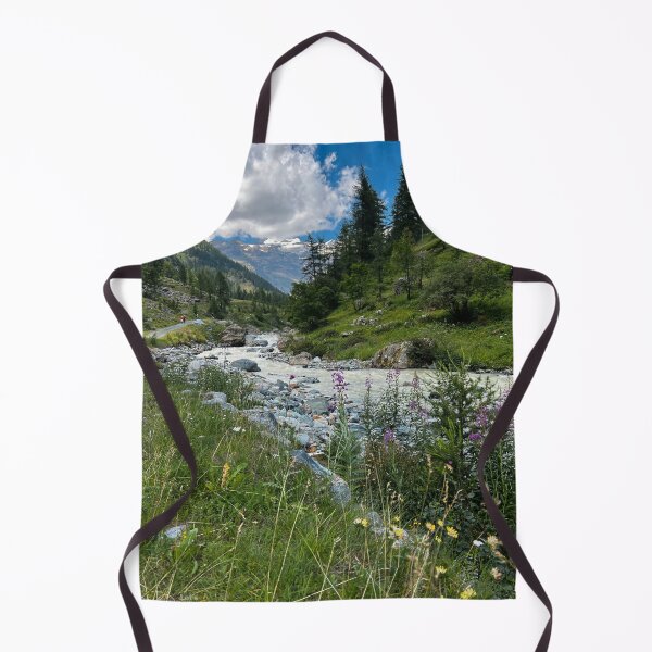 Item preview, Alpine Mountain Landscape with Stream, Wildflowers, and Snowy Peaks designed and sold by giulyz.
