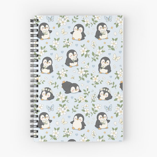 Item preview, Penguin Jasmine Garden Kawaii Floral Pattern designed and sold by Soft Berry Studio.