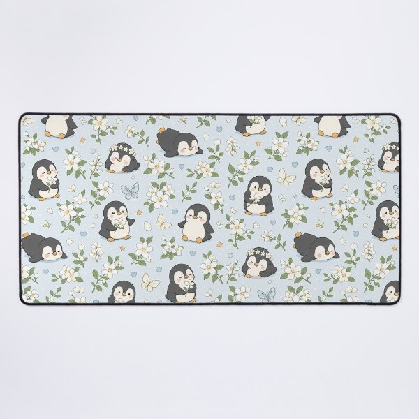 Item preview, Penguin Jasmine Garden Kawaii Floral Pattern designed and sold by Soft Berry Studio.
