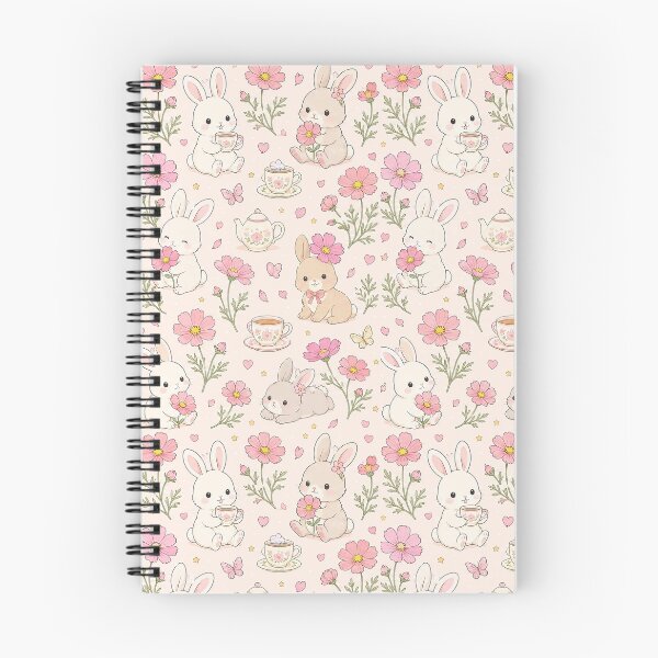 Item preview, Bunny Cosmos Tea Garden Kawaii Floral Pattern designed and sold by Soft Berry Studio.