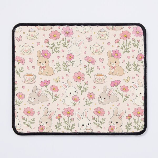 Item preview, Bunny Cosmos Tea Garden Kawaii Floral Pattern designed and sold by Soft Berry Studio.
