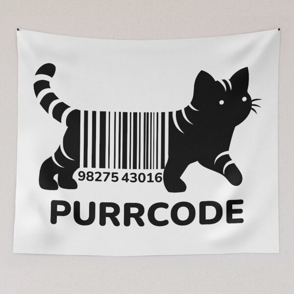 Item preview, Purrcode Funny Barcode Cat Black Striped Cat Design designed and sold by Skryp-art.