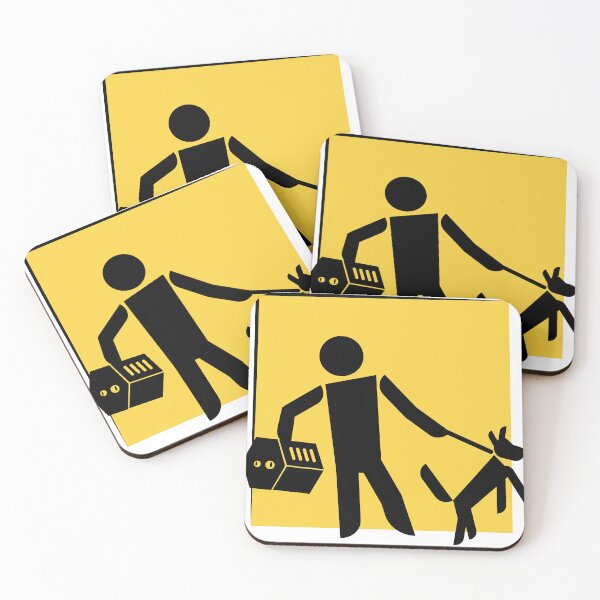 Item preview, Stick person with dog and cat (yellow) designed and sold by Ben-Schaal.