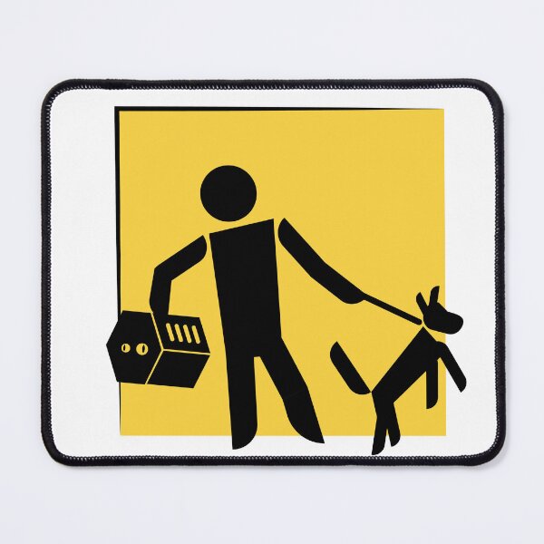 Item preview, Stick person with dog and cat (yellow) designed and sold by Ben-Schaal.