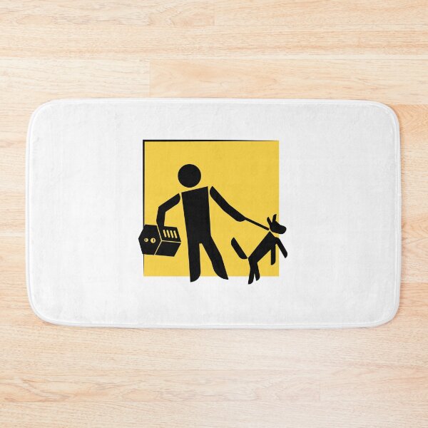 Item preview, Stick person with dog and cat (yellow) designed and sold by Ben-Schaal.