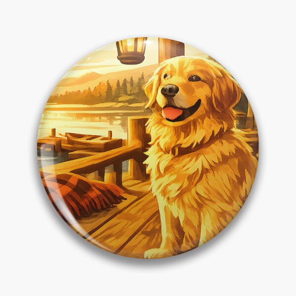 Item preview, Slow Mornings, Happy Heart – Golden Retriever Lake Cabin Design, Cozy Coffee & Dock Sticker/Shirt designed and sold by Sahil Randhawa.