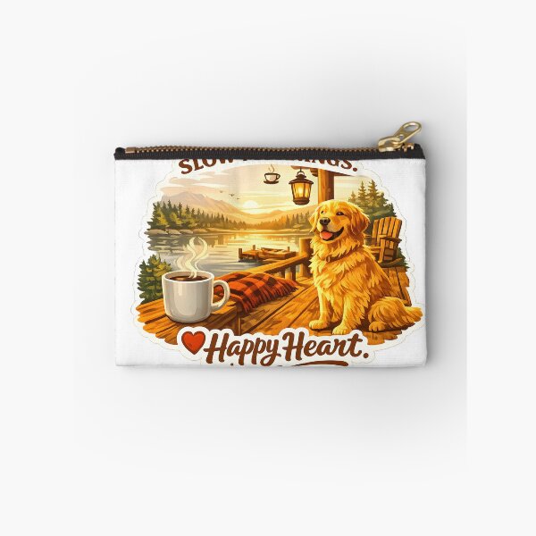 Item preview, Slow Mornings, Happy Heart – Golden Retriever Lake Cabin Design, Cozy Coffee & Dock Sticker/Shirt designed and sold by Sahil Randhawa.