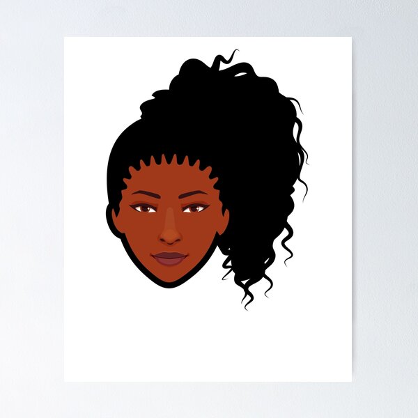 Item preview, Natural Hair African American Woman Icon Curly Pony Tail designed and sold by animejones.