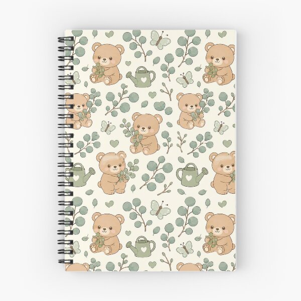 Item preview, Cute Teddy Bear Eucalyptus Grove Kawaii Pattern designed and sold by Soft Berry Studio.