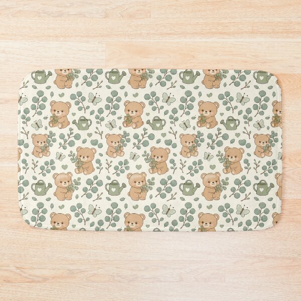 Item preview, Cute Teddy Bear Eucalyptus Grove Kawaii Pattern designed and sold by Soft Berry Studio.