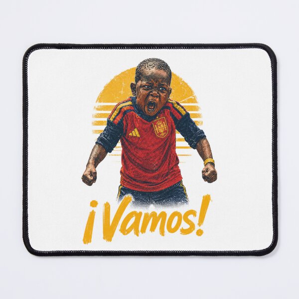 Item preview, Lamine Yamal Vamos Spain Retro Sunset Soccer Shirt designed and sold by darkdotsdesigns.