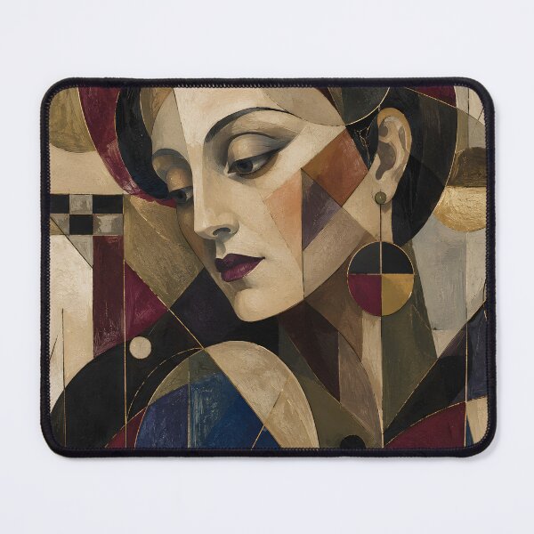 Item preview, Geometric Woman Portrait – Moody Cubist Female Face in Jewel Tones designed and sold by GutyzDesignsES.
