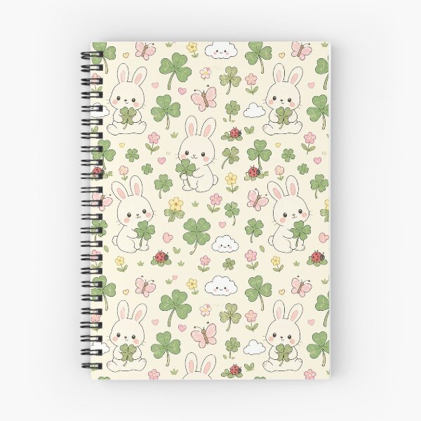 Item preview, Cute Bunny Clover Meadow Kawaii Pattern designed and sold by Soft Berry Studio.