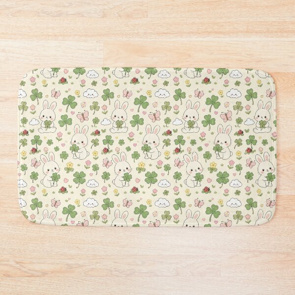 Item preview, Cute Bunny Clover Meadow Kawaii Pattern designed and sold by Soft Berry Studio.