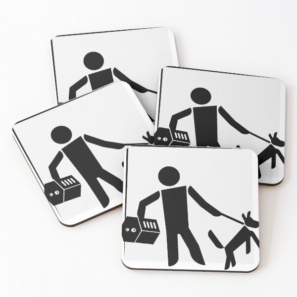 Item preview, Stick person with dog and cat (Grey/Gray) designed and sold by Ben-Schaal.