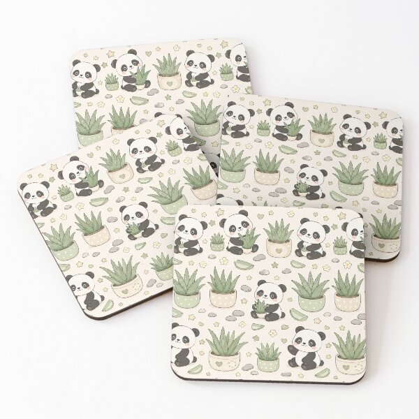 Item preview, Cute Panda Aloe Vera Garden Kawaii Pattern designed and sold by Soft Berry Studio.