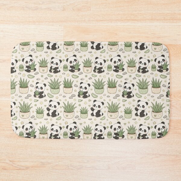 Item preview, Cute Panda Aloe Vera Garden Kawaii Pattern designed and sold by Soft Berry Studio.