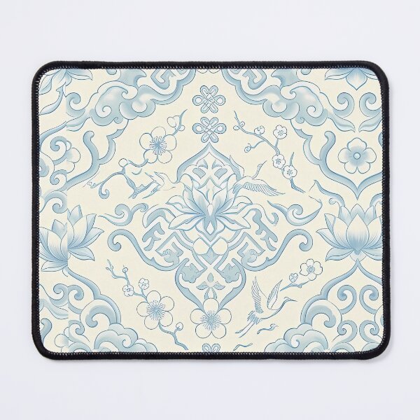 Item preview, Elegant Sky Blue Dancheong Lotus Infinite Seamless Pattern designed and sold by SOOstudio73.