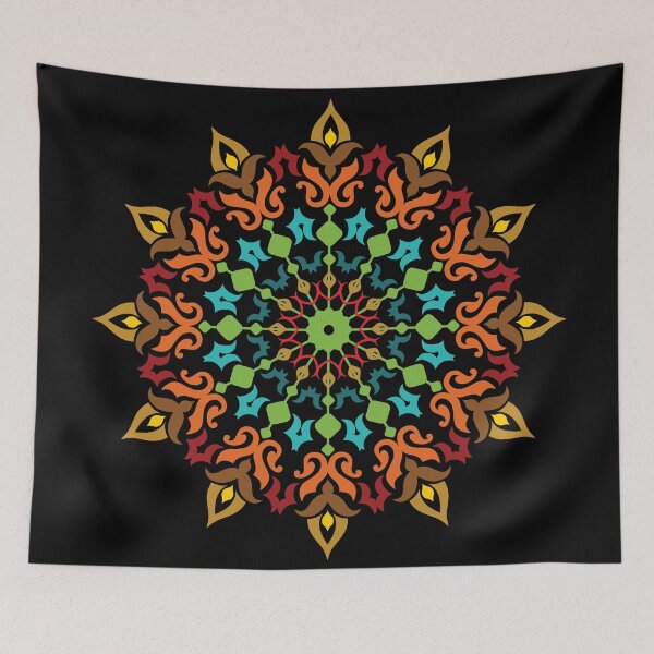 Item preview, Ethnic multi color floral mandala ornament designed and sold by PowerAntShop.